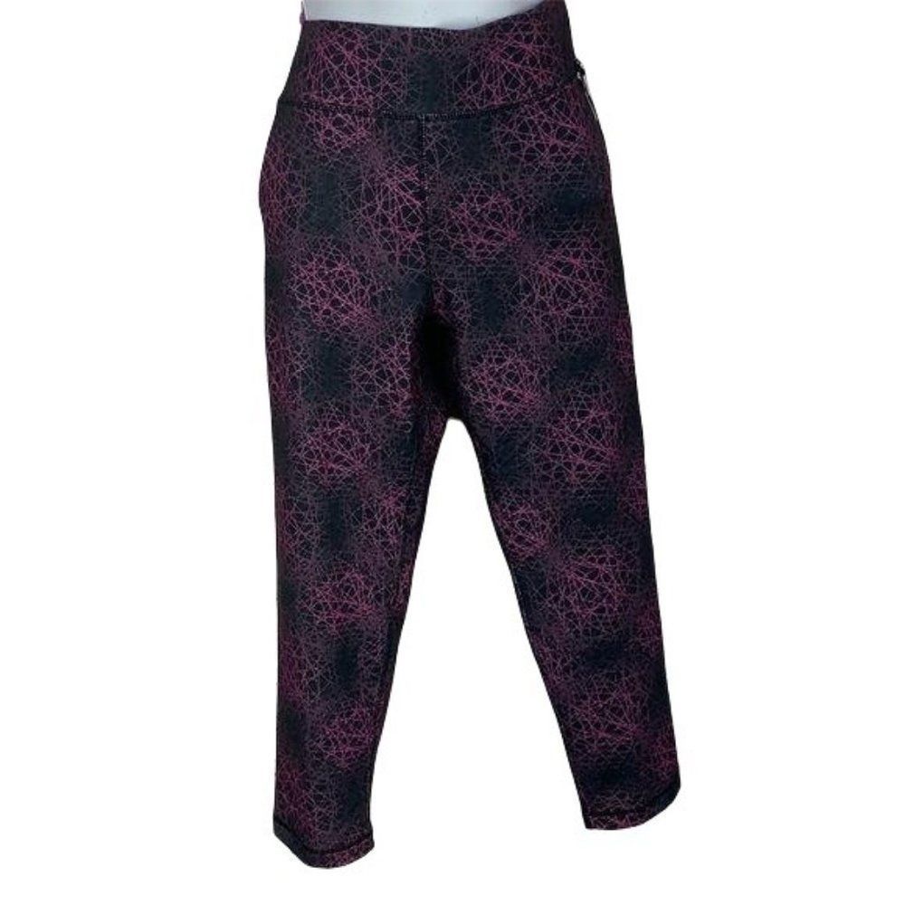 Velocity Womens Pink Black Geometric Wicking Cropped Leggings Size M‎ RN144526